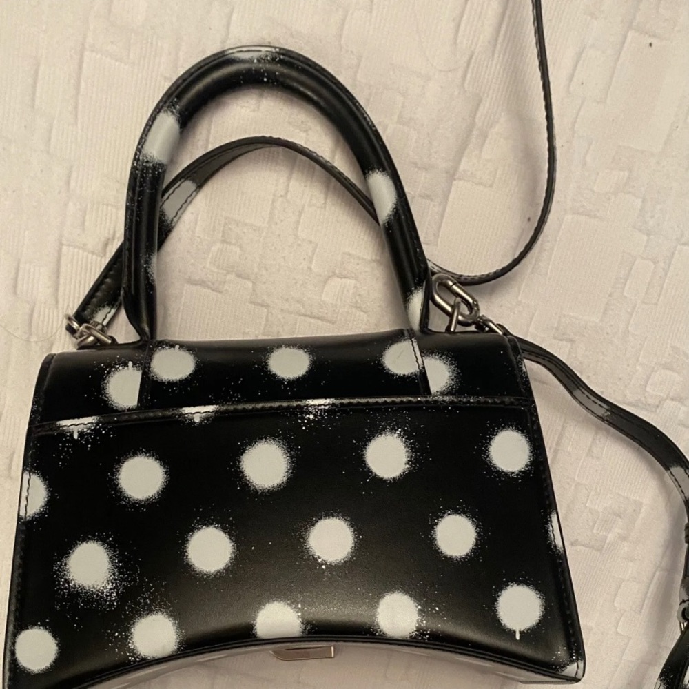 BALENCIAGA Hourglass Polka Dot Leather Black Bag - Picture 6 of 7